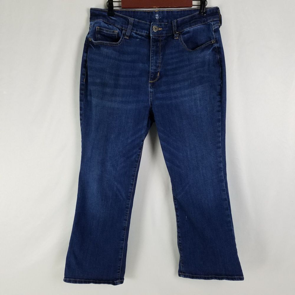 St Johns Bay Jeans Womens W32 x L24 Blue High Rise Straight Leg Dark Wash Denim